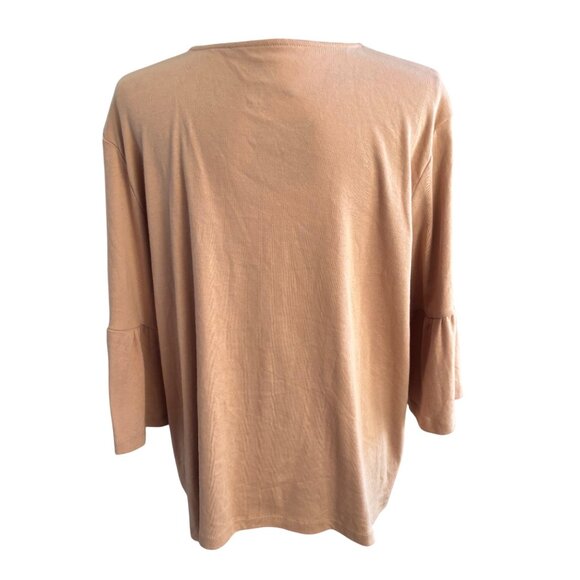 Jones New York Women's Beige 100% Cotton Top Size XXL Bell Ruffle Sleeves - Picture 3 of 7